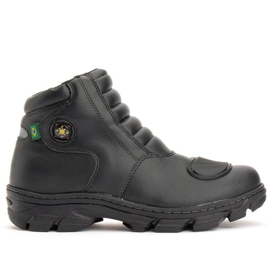 Imagem de Bota Botina Couro Legítimo Preta Motoqueiro Masculino Adventure