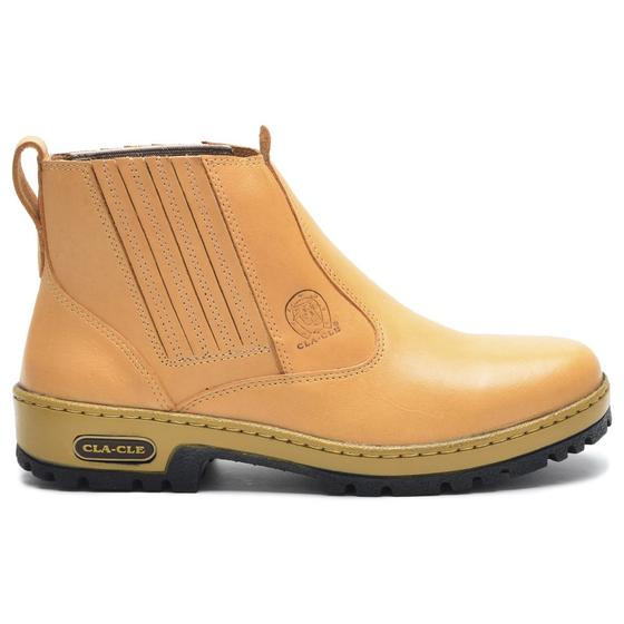 Imagem de Bota Botina Couro Masculina Elástico Moda Resistente Sola Borracha