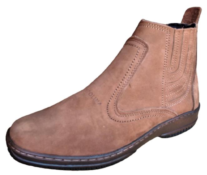 Imagem de Bota Botina Em Couro Botinha Cano Medio Curto Estilo Country Modelo Casual Social leve 2520 Rato