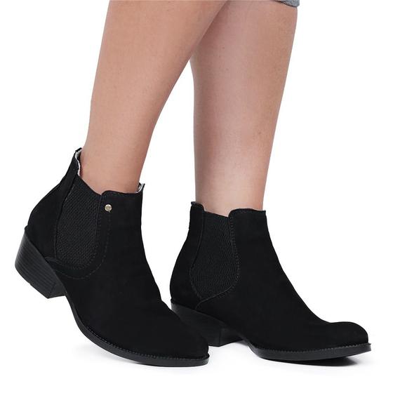 Imagem de Bota Botina Feminina Chelsea Preta De Couro JNA SHOES