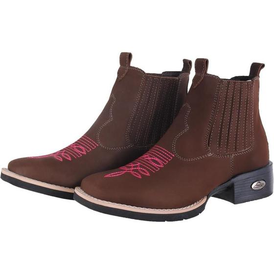 Imagem de Bota Botina Feminina Texana Pessoni Boots Couro Cano Curto