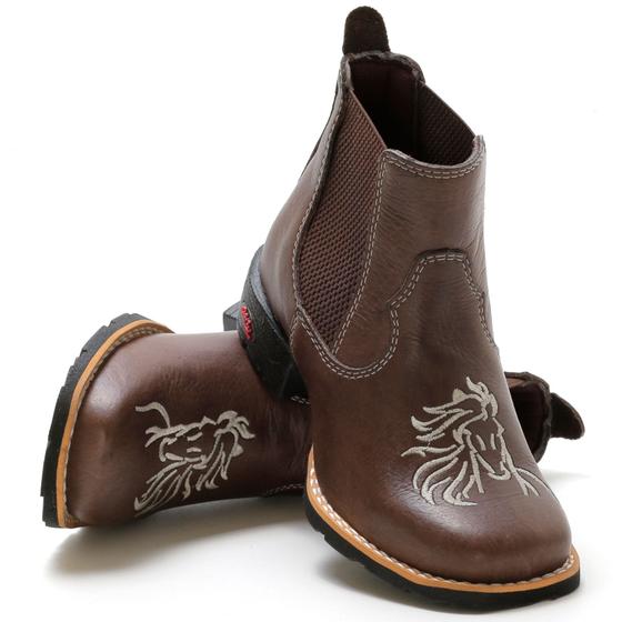 Imagem de Bota Botina Infantil Confortável Country Bordada Cavalo Prata- 25- RHL BOTAS