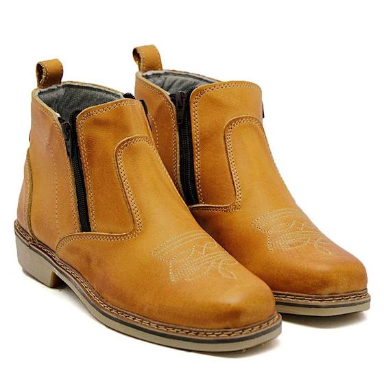 Imagem de Bota Botina Masculina Cano Curto Couro Bruta Reforçada