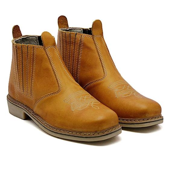 Imagem de Bota Botina Masculina Cano Curto Couro Bruta Reforçada