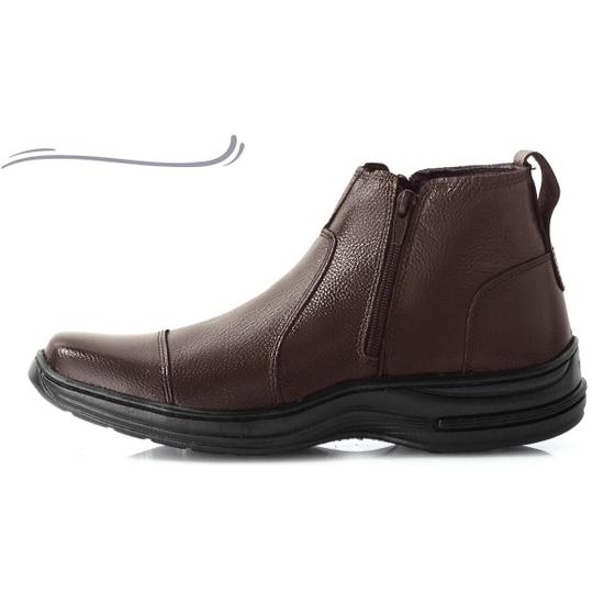 Imagem de Bota Botina Masculina Couro Com Zíper Social Casual Trabalho