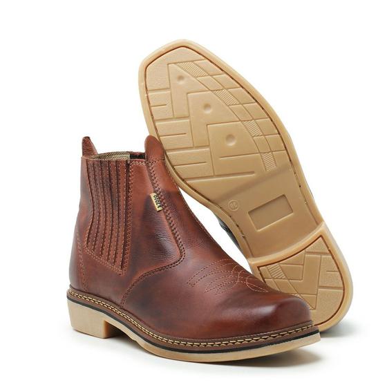 Bota Botina Masculino Country Montaria Rodeio Em Couro Latego Pinhão Solado Borracha Latex Menor preço em Bota Botina Masculino Country Montaria Rodeio Em Couro Latego Pinhão Solado Borracha Latex