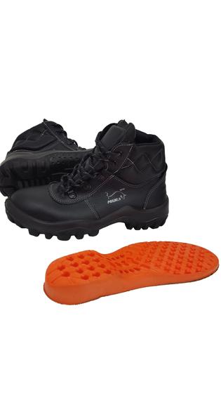 Bota Botina Miura Preta Couro Bico de PVC com Palmilha e CA Menor preço em Bota Botina Miura Preta Couro Bico de PVC com Palmilha e CA