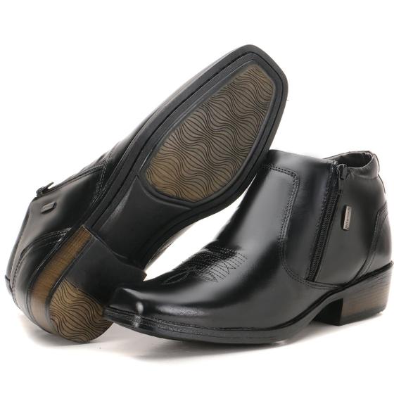 Imagem de Bota Botina Preto Calçado Masculino em Couro Super Leve