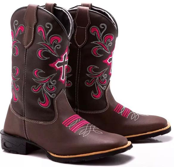 Imagem de Bota Botina Texana Country Cruz Floral