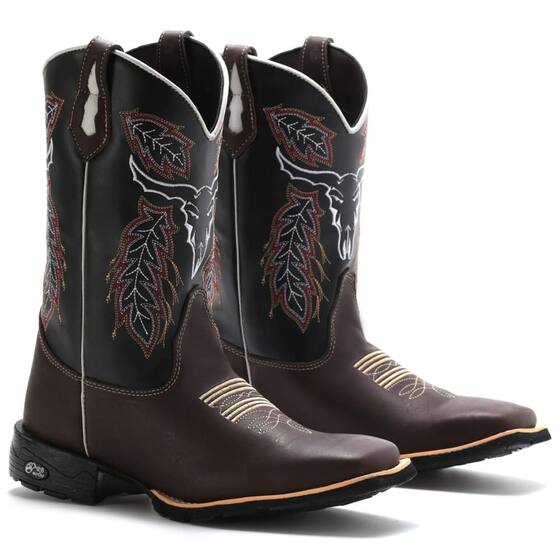 bota botina texana masculina rodeio bico quadrada cano alto - RB BOTAS ...