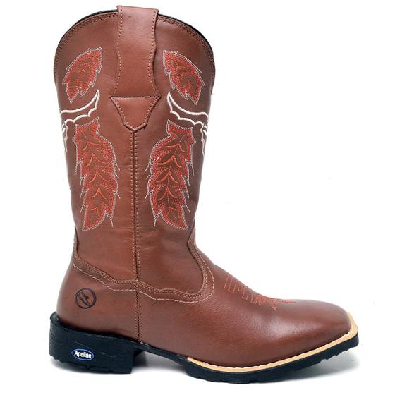 Imagem de Bota Botina Texana Masculino Bico Quadrado Couro Legitima Country