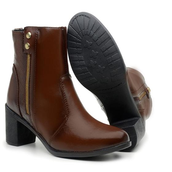 Imagem de Bota Botinha Coturno Feminina Salto Alto Cano Curto Luxo Estilo Lançamento Inverno