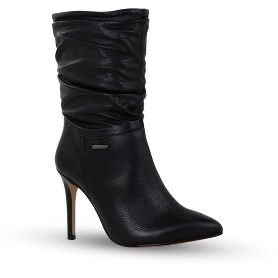 Maria Paula Botas Cano Medio Salto Fino Couro Salto Botas Salto