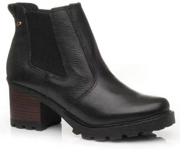 Imagem de Bota Cano Baixo Pegada Feminina Couro Preto 281322