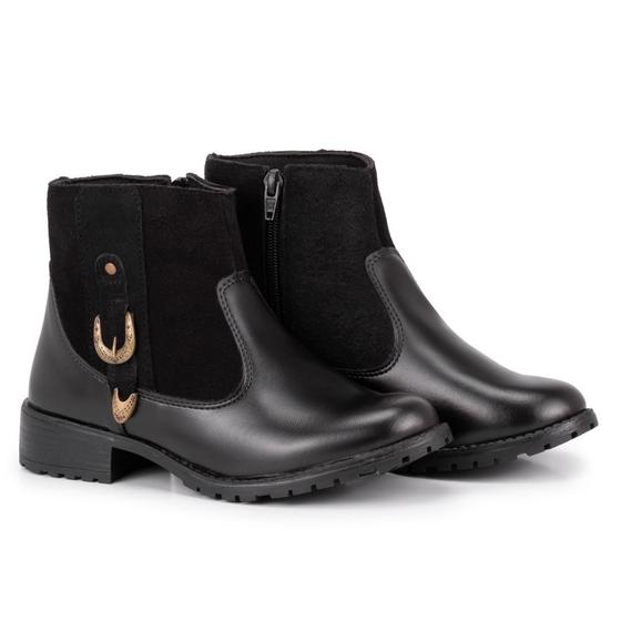 Imagem de Bota Cano Curto em Veludo Fecho Zíper M&D Store Sola Macia e Tira Com Fivela
