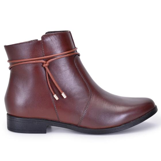 Imagem de Bota Cano Curto Feminina Couro Legítimo Moda Inverno