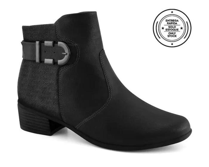 Imagem de Bota Cano Curto Feminina Preta Moinho Comfortflex 2386301