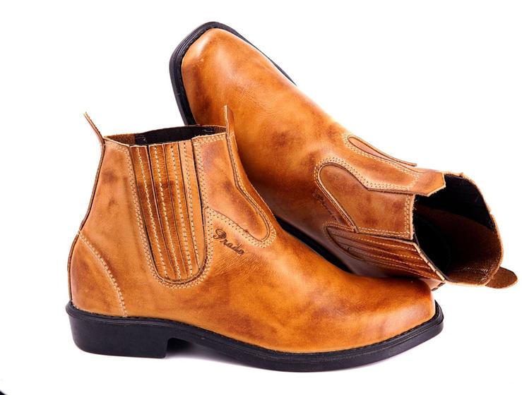 Imagem de Bota Cano Curto Masculina Couro Bico Quadrado