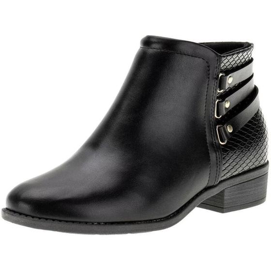 Imagem de Bota Cano Curto Modare Snake Salto Baixo Feminina - Preto