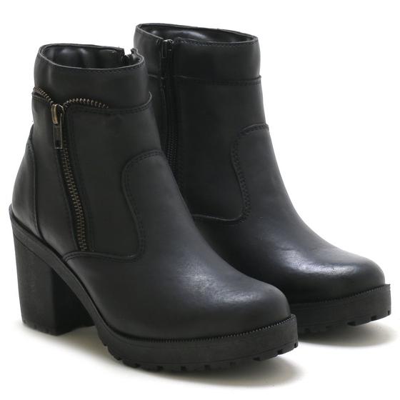 Imagem de Bota Cano Curto Yoyo Store com Detalhes em Zíper Bico Redondo e Salto Grosso