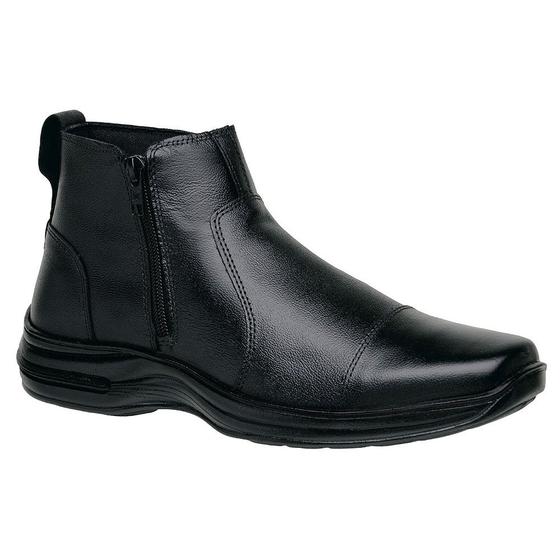 Imagem de Bota Casual Masculina Botina Couro Tradicional Zíper Preta