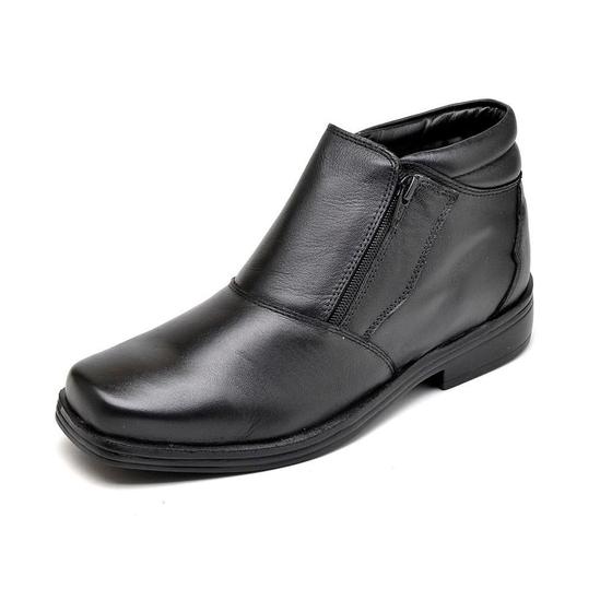 Imagem de Bota Casual Masculina Couro Zíper Resistente Leve Conforto