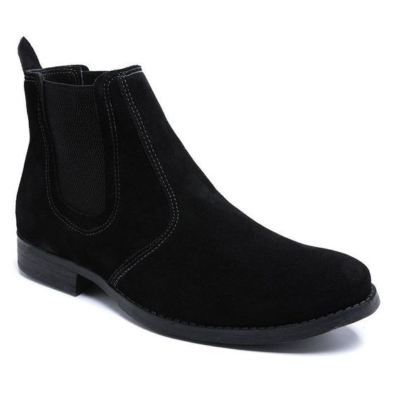 Bota Chelsea Preta Masculina Couro Camurça 350 Menor preço em Bota Chelsea Preta Masculina Couro Camurça 350
