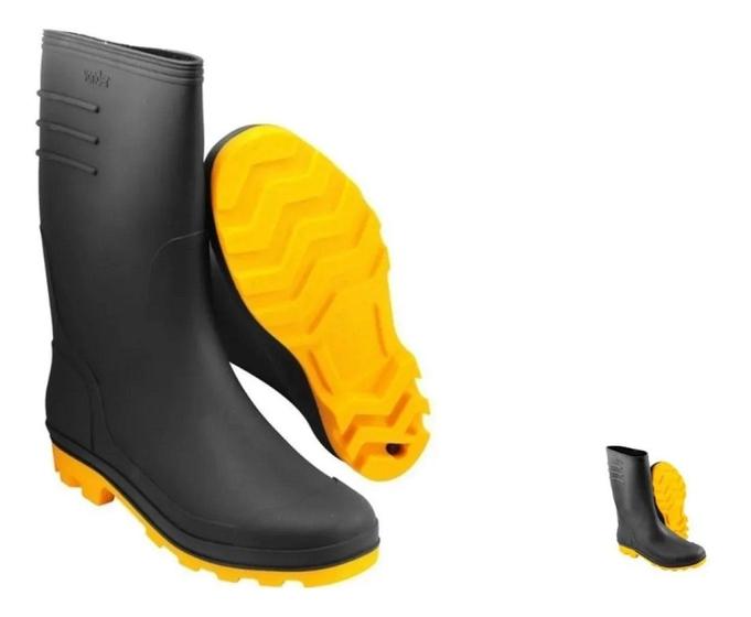 Imagem de Bota Chuva Moto Motoboy Jardim Limpeza Proteção Epi Solado Amarelo Preta