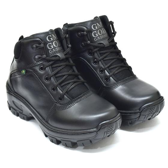 Imagem de Bota Coturno 100%Couro com C.A Bico PVC REF:01 Preto