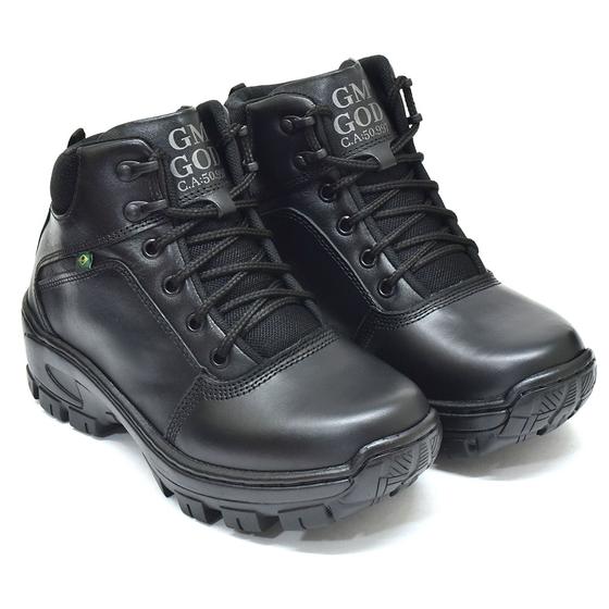 Imagem de Bota  Coturno 100% Couro com C .A PVC Ref 01 Preto