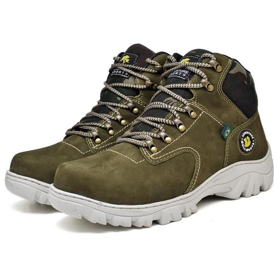 Imagem de Bota Coturno Adventure Masculino Couro Cadarço Conforto Liso