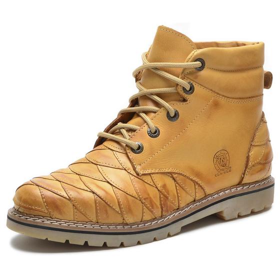 Imagem de Bota Coturno Adventure Masculino em Couro Escamado Bege Cla-Cle