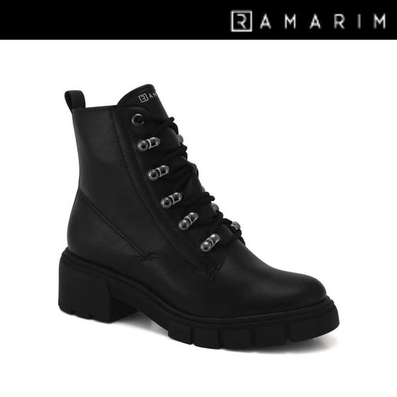 Bota Coturno Ankle Feminina Ramarim Tratorada Salto Bloco Baixo