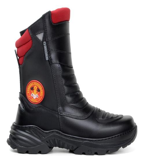 Bota Coturno Bombeiro Masculina Feminina Couro Cano Médio