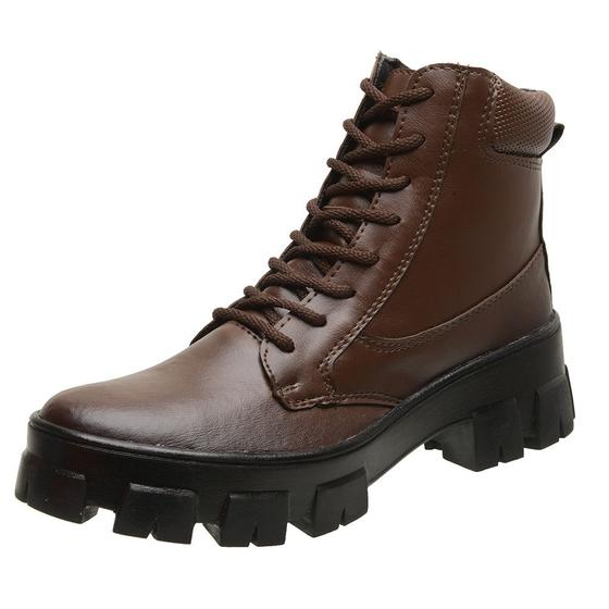 Imagem de Bota Coturno Casual Amanda Block com Cadarço e Sola Borracha Robusta Tratorada