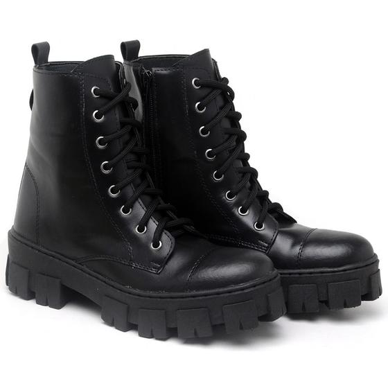 Imagem de Bota Coturno Casual Autem Originals com Cadarço Ziper Sola Borracha Tratorada