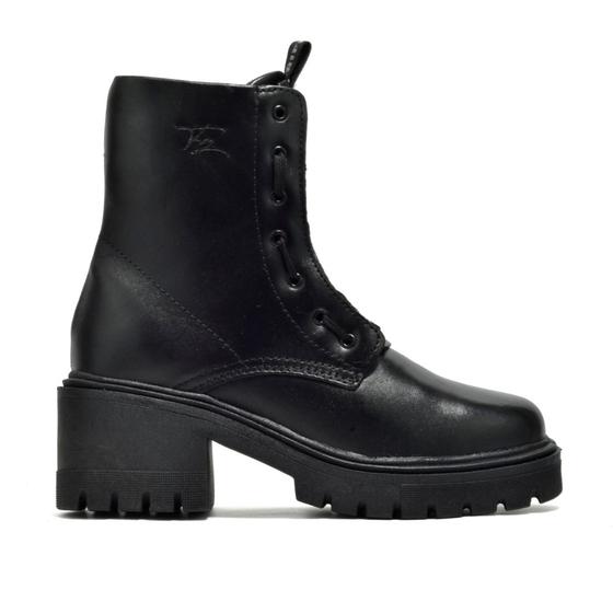 Imagem de Bota Coturno Casual Couro Feminino Cadarço Estilo Resistente Moda Salto Tratorado