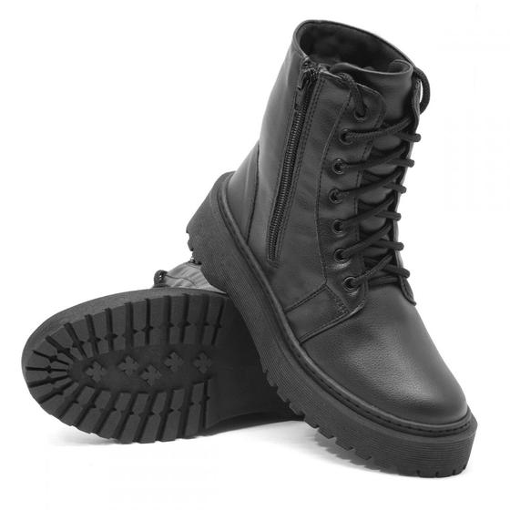 Imagem de Bota Coturno Casual Dk Shoes com Cadarço Zíper e Sola Borracha Costurada