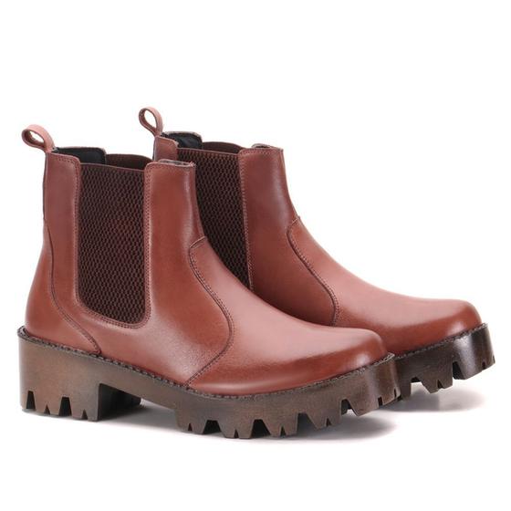 Imagem de Bota Coturno Casual em Couro Haldrys com Elastico Lateral e Sola Alta Tratorada