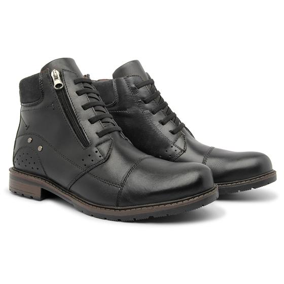 Imagem de Bota coturno Casual Masculino Couro Legitimo Militar Homem