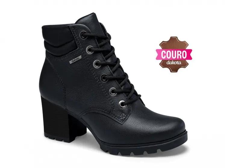 Imagem de Bota Coturno **Couro** Dakota G9791 Feminino Preta