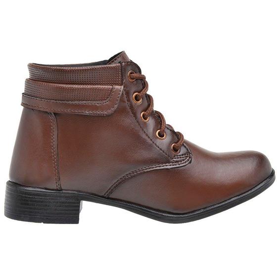 Bota Coturno Feminina Com Cadarço Cano Curto Café - DBJA - Coturno ...