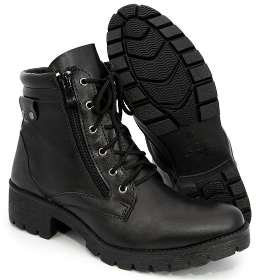 Imagem de Bota Coturno Feminina Couro Tratorada Chelsea Confort Flex