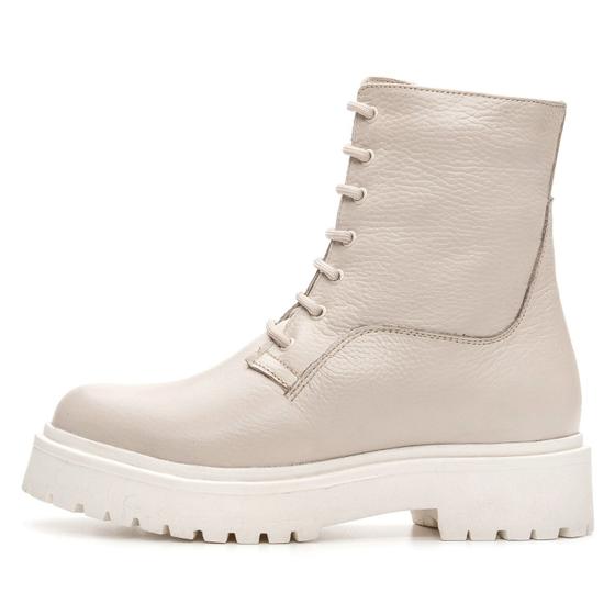 Imagem de Bota Coturno feminina plataforma tratorada Pierrô couro cor off white