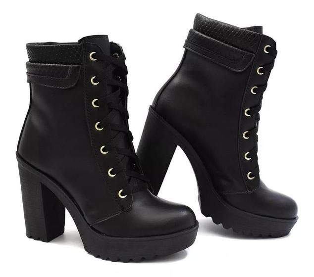 Coturno Feminina Bota Tratorada Salto Coturno Feminino Bota
