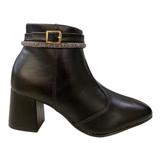 Imagem de Bota Coturno Feminino Beira Rio Pelica Fivela Strass 9076.107 Preto