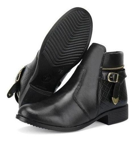 Imagem de Bota Coturno Feminino Cano Curto Medio Com Ziper Lateral