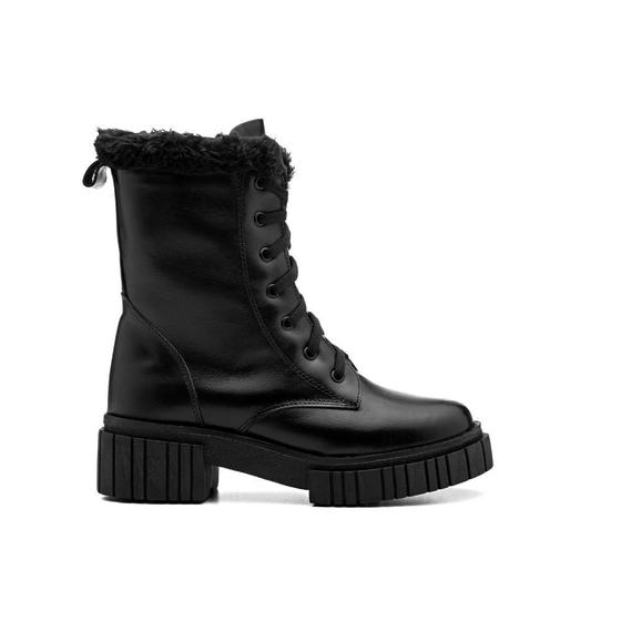 Imagem de Bota Coturno Feminino Couro Tratorada Leve Resistente Macia Confortável Blogueirinha
