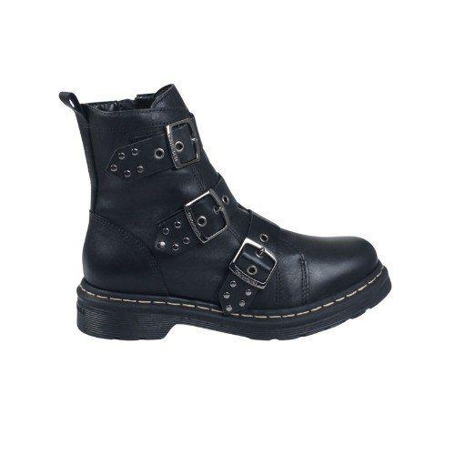 Imagem de Bota Coturno Feminino Cravo e Canela Janis Couro Classic - Preto