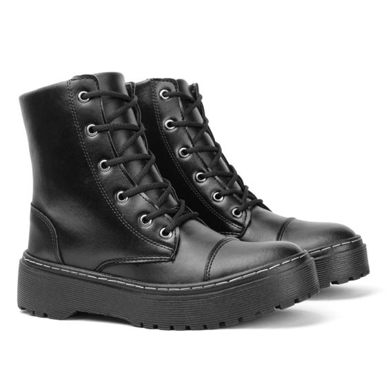 Imagem de Bota Coturno Feminino Estilo Blogueira Cano Curto Macio Leve e Resistente NL236